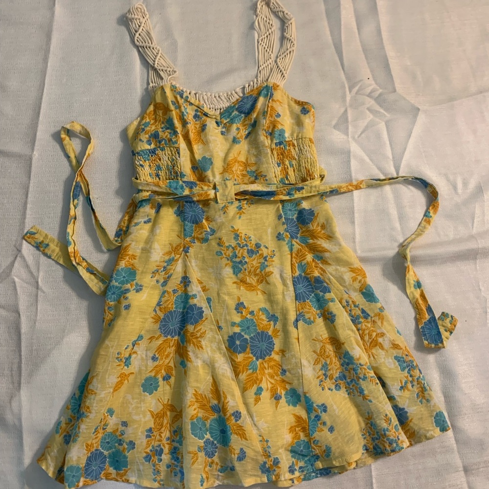 Free People yellow flower dress with macrame 6